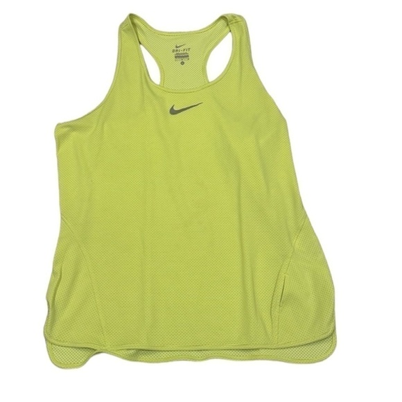 Nike Dri-Fit Racer Back Tank Top Neon Yellow - Picture 2 of 10